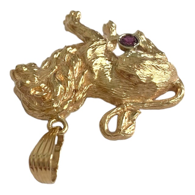 Contemporary Vintage 14k Gold Leo Pendant For Sale - Image 3 of 9