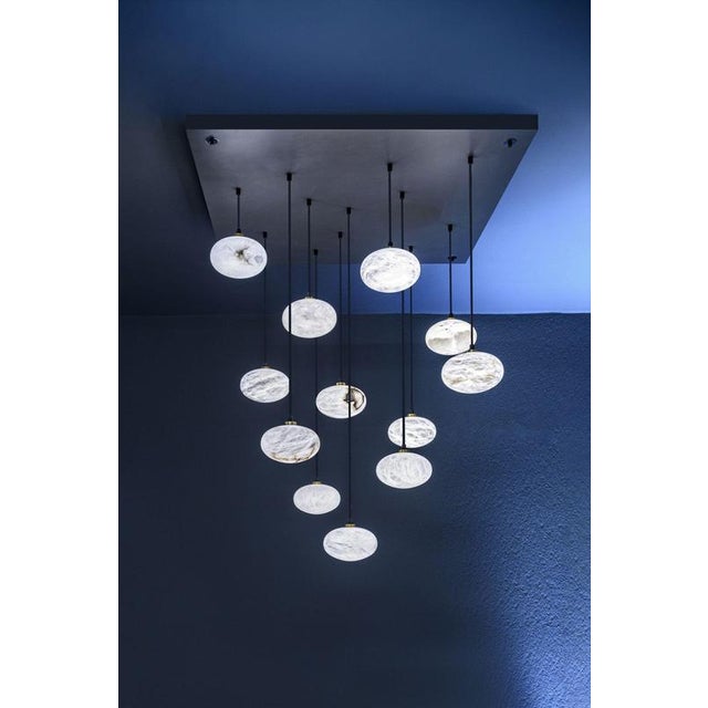 Oval Pendant Lamps by United Alabaster, Set of 12 For Sale - Image 11 of 12