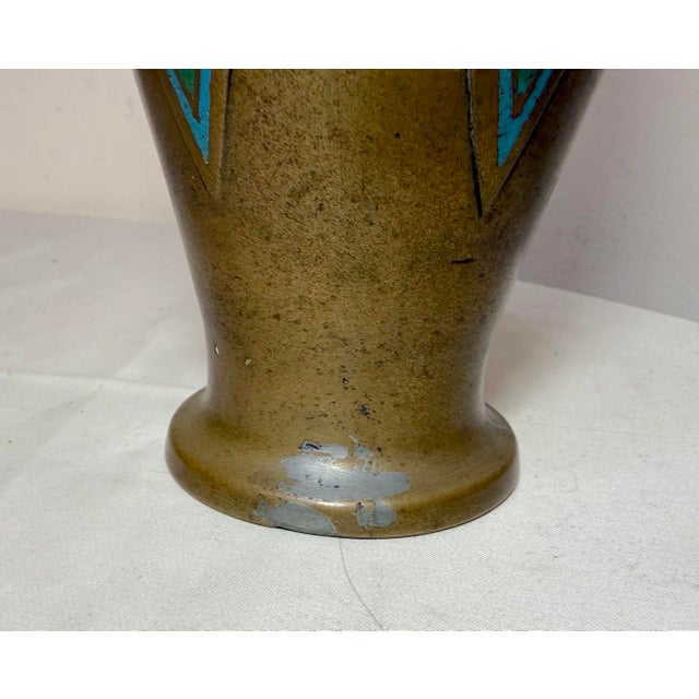 Quality Antique Japanese Bronze Enamel Champleve Cloisonne Urn Asian Vase For Sale - Image 9 of 9