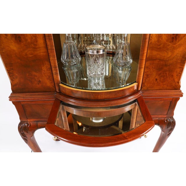 Antique Burr Walnut Revolving Dry Bar Cabinet, 1920s For Sale - Image 14 of 18