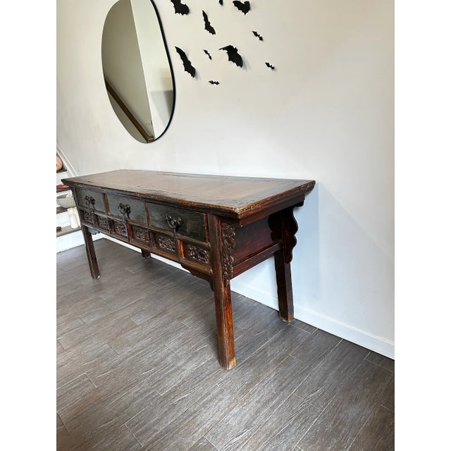 Solid Wood Vintage Console Table For Sale - Image 10 of 11