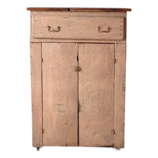Antique Painted Farmhouse Cupboard With Drawer and Double Doors For Sale