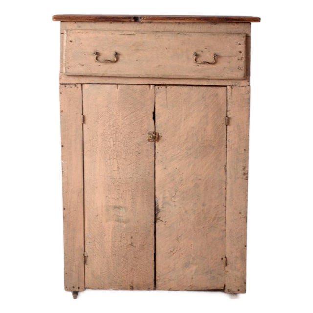 Antique Painted Farmhouse Cupboard With Drawer and Double Doors For Sale