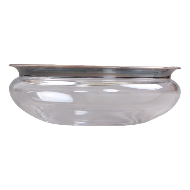 Vintage Bowl with Silver Rim by Michael Bang for Royal Copenhagen, 1990s For Sale