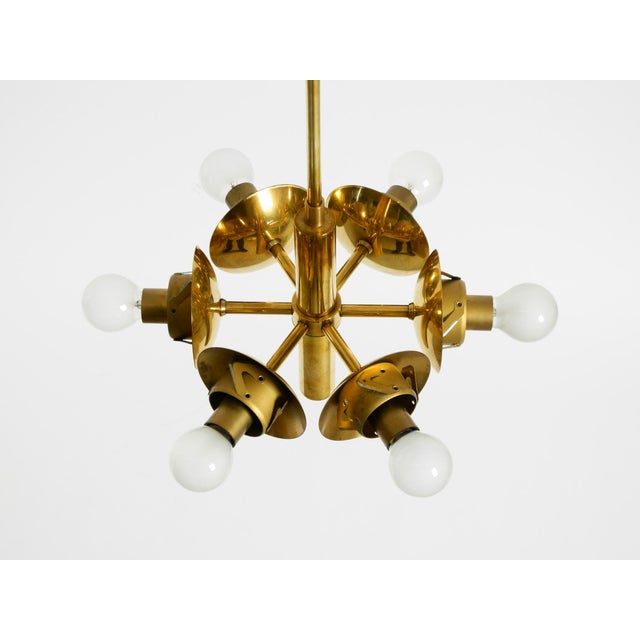 Vintage Brass Pendant Lamp with Six Opal Glass Shades from Kaiser Leuchten, 1960s For Sale - Image 12 of 16