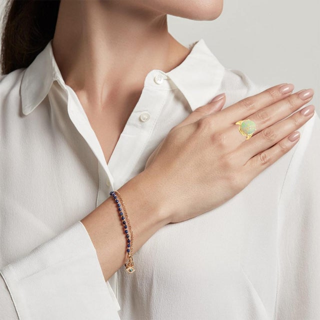 9 Carat Oval Shape Ethiopian Opal Cocktail Ring 14 Karat Yellow Gold For Sale - Image 18 of 18