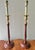 1990s Wood and Brass Pillar Candlestick Lamp Pair With Pleated Shades For Sale - Image 11 of 13