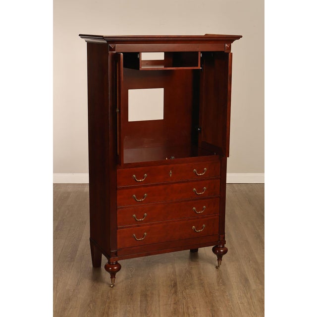 Late 20th Century Grange French Louis Philippe Cherry Cane Door Armoire Cabinet For Sale - Image 5 of 18