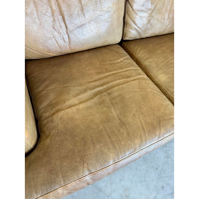 1960s Mid Century Olive Buffalo Leather and Rosewood Loveseat After Arne Norell For Sale - Image 5 of 10