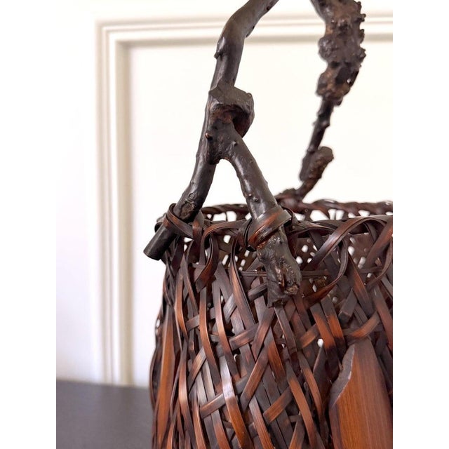 Antique Japanese Bamboo Basket Ikebana Mingei Style For Sale In Atlanta - Image 6 of 18