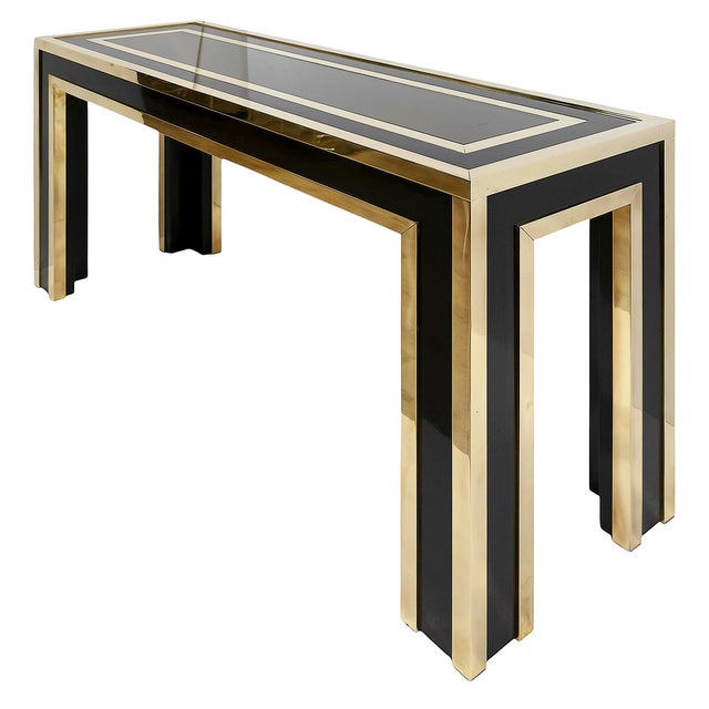 Metal Mid-Century Modern Italian Wood and Glass Console Table, 1970 For Sale - Image 7 of 7