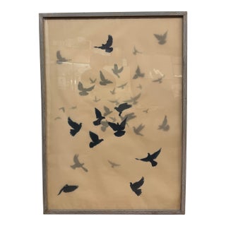 Restoration Hardware Teen Birds in Flight Vellum Print, Framed For Sale