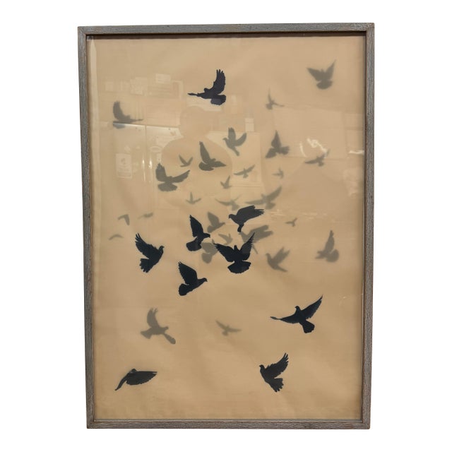 Restoration Hardware Teen Birds in Flight Vellum Print, Framed For Sale