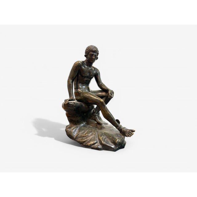 Classical, Cast Bronze, Grand Tour, Statue of Seated Hermes, Italy, 20th C. Cast Bronze statue depicting "Seated Hermes,"...