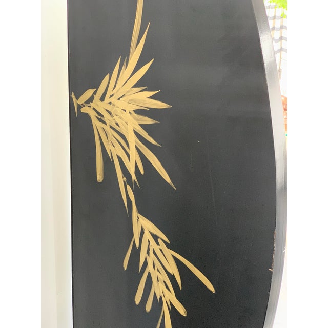 Vintage Chinoiserie Black Lacquer Inlaid Room Divider Screen For Sale - Image 11 of 12