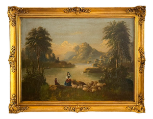 French Artist, Romanticist Lake Scene, 19th Century, Oil on Canvas