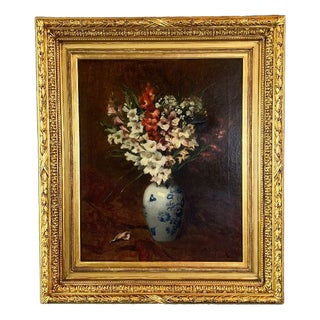Aimé Perret, Still Life with Flowers, 1885, Oil Painting on Canvas, Framed For Sale