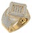 10K Yellow Gold Round Baguette Diamond Designer Mens Ring 4 Cttw, Size 10 For Sale