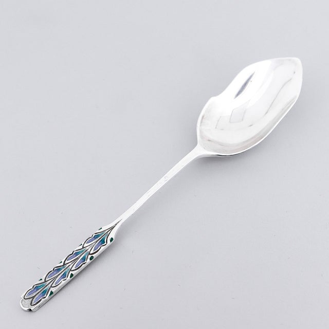 Liberty & Co. Set 6 Liberty & Co. Sterling Silver & Enamel Demitasse Spoons by Bernard Cuzner For Sale - Image 4 of 17