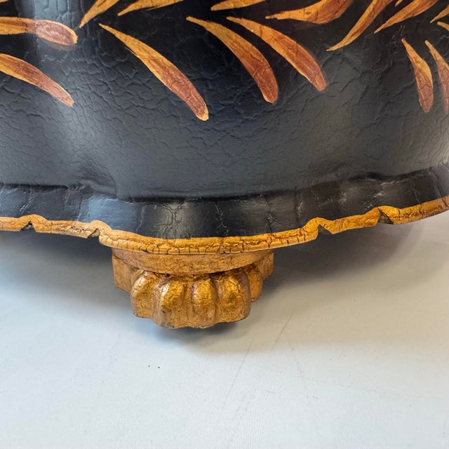 Vintage Large Hand Painted "Tortoise" Shell Lidded Jewelry Box by Castilian Imports For Sale - Image 10 of 12