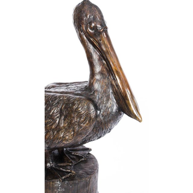 1980s Bronze Pelicans on Mooring Posts, Late 20th Century, Set of 2 For Sale - Image 5 of 17