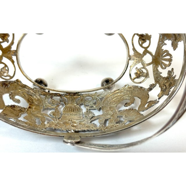 Empire Style Silver & Crystal Swing-Handle Basket /Sphinx Decoration, C. 1820 For Sale - Image 9 of 18