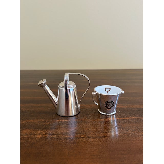 Metal Godinger Silver Plate Garden Pail and Watering Can Shakers, Pair For Sale - Image 7 of 12