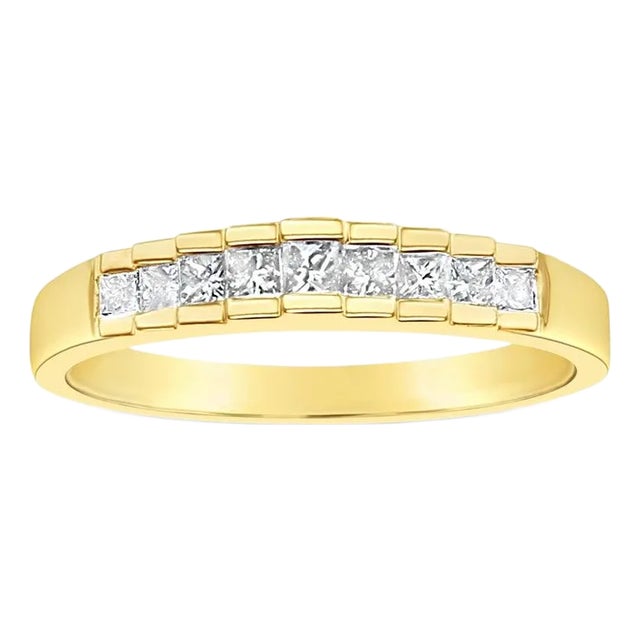 One Third Carat Step Up Style Princess Cut Wedding Band, Size 9 For Sale