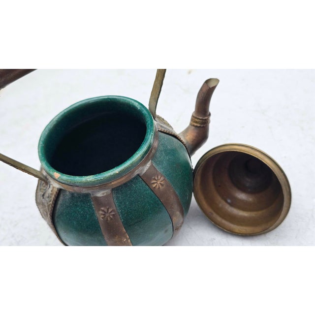 Art Deco Ceramic Jug with Brass Fittings, 1920s For Sale - Image 3 of 8