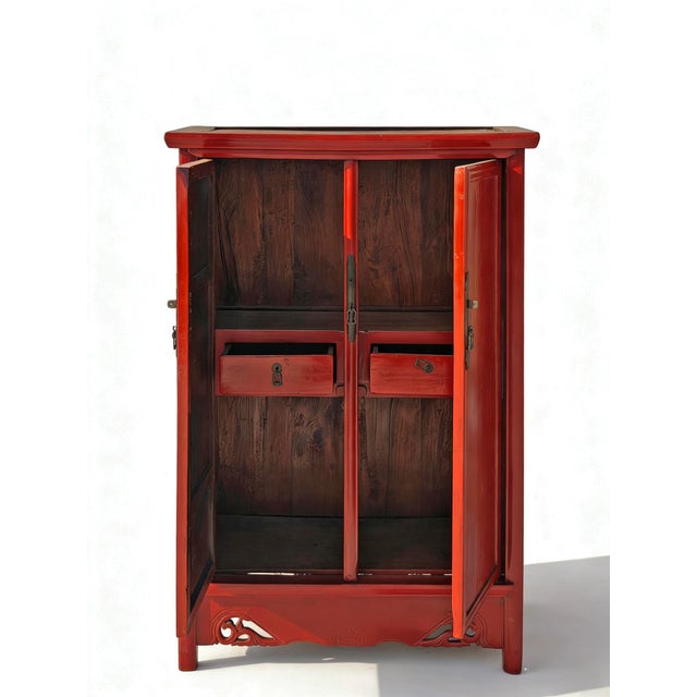 Red 52" Tall China Red Cabinet Armoire For Sale - Image 8 of 13