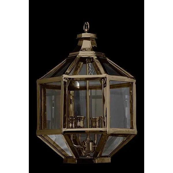 Hampton- Georgian style octagonal hall lantern, cast brass with fitted glass panels and four-light cluster.