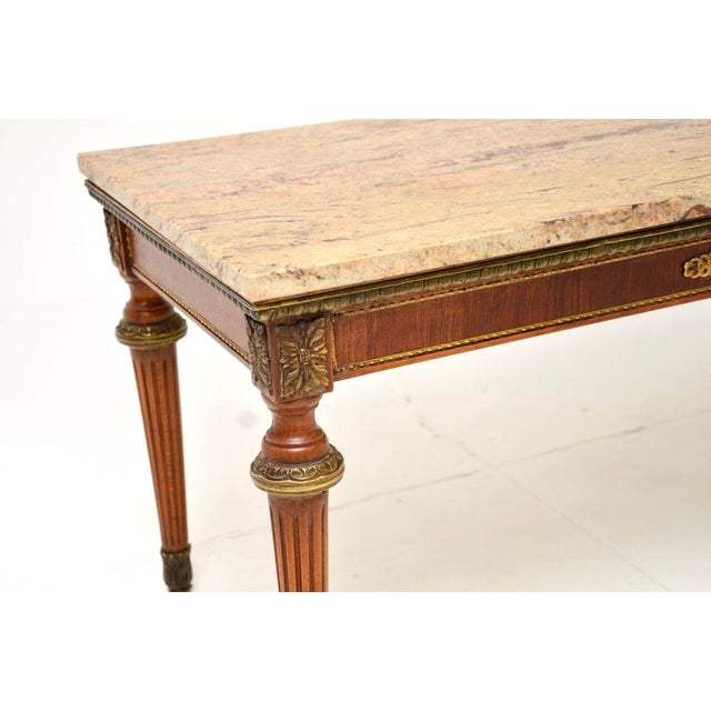 Metal Vintage French Marble Top Coffee Table, 1930 For Sale - Image 7 of 9
