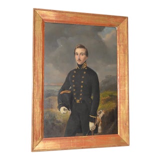 Pieter Gerardus Bernhard Portrait of Military Officer in a Seaside Landscape C.1850s For Sale