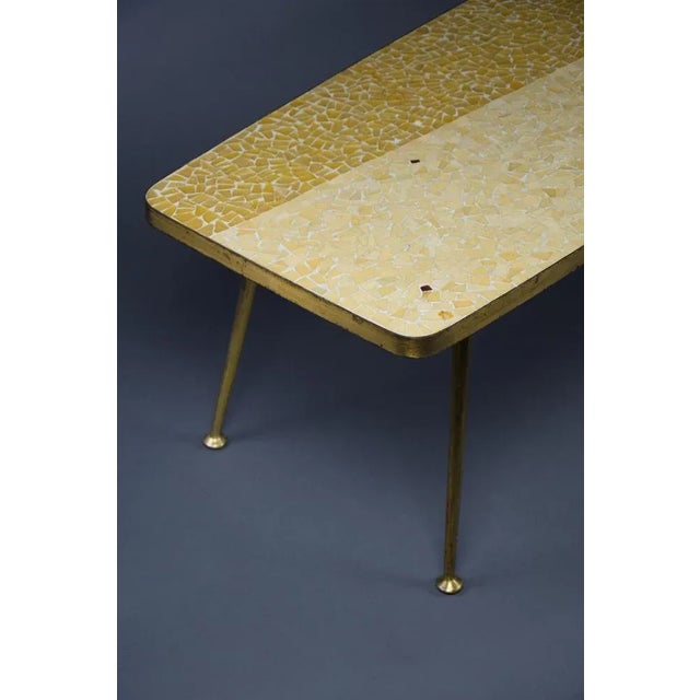 1960s Mid-Century Modern Yellow and Sand Colored Mosaic Coffee Table attributed to Berthold Müller, 1960 For Sale - Image 5 of 11