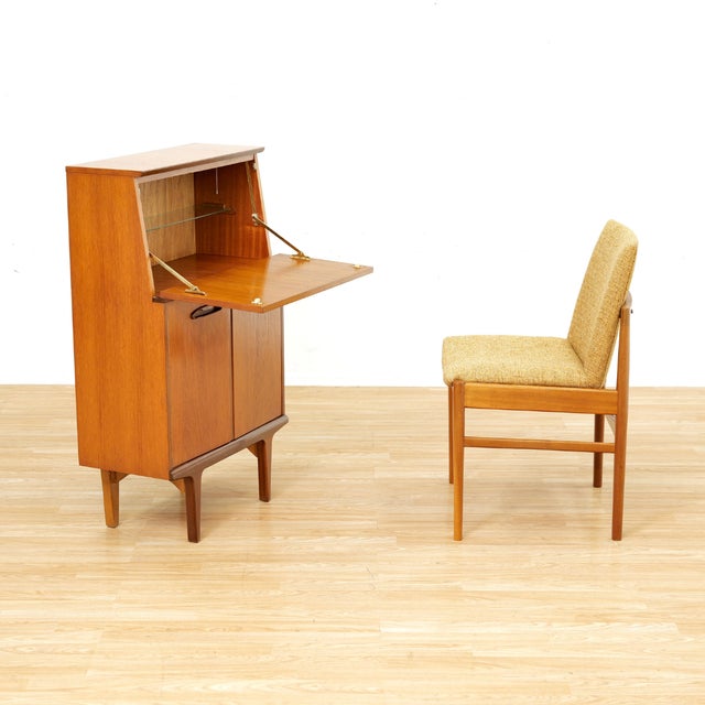 1960s Small Mid Century Danish Drinks Cabinet Secretary Desk For Sale - Image 9 of 9