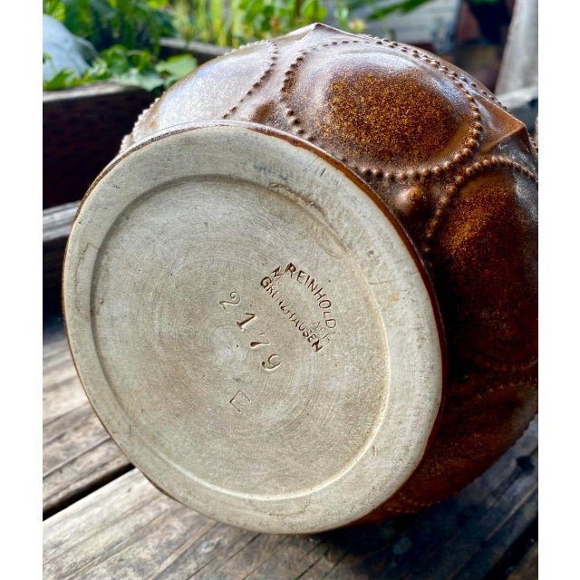 Paul Wynand for Reinhold Merkelbach Secessionist Stoneware Pewter-Lidded Pitcher, C. 1910 For Sale - Image 14 of 17