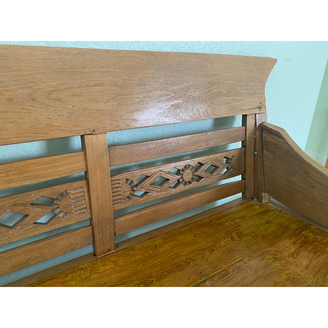 Vintage Hand-Carved Indonesian Solid Teak Daybed / Lounge Bench – Imported From Bali For Sale - Image 4 of 7