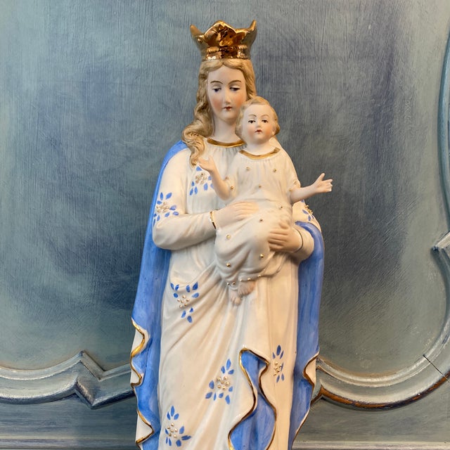 Bisque Porcelain French Madonna Figurine 19th Century For Sale In Columbia, SC - Image 6 of 10