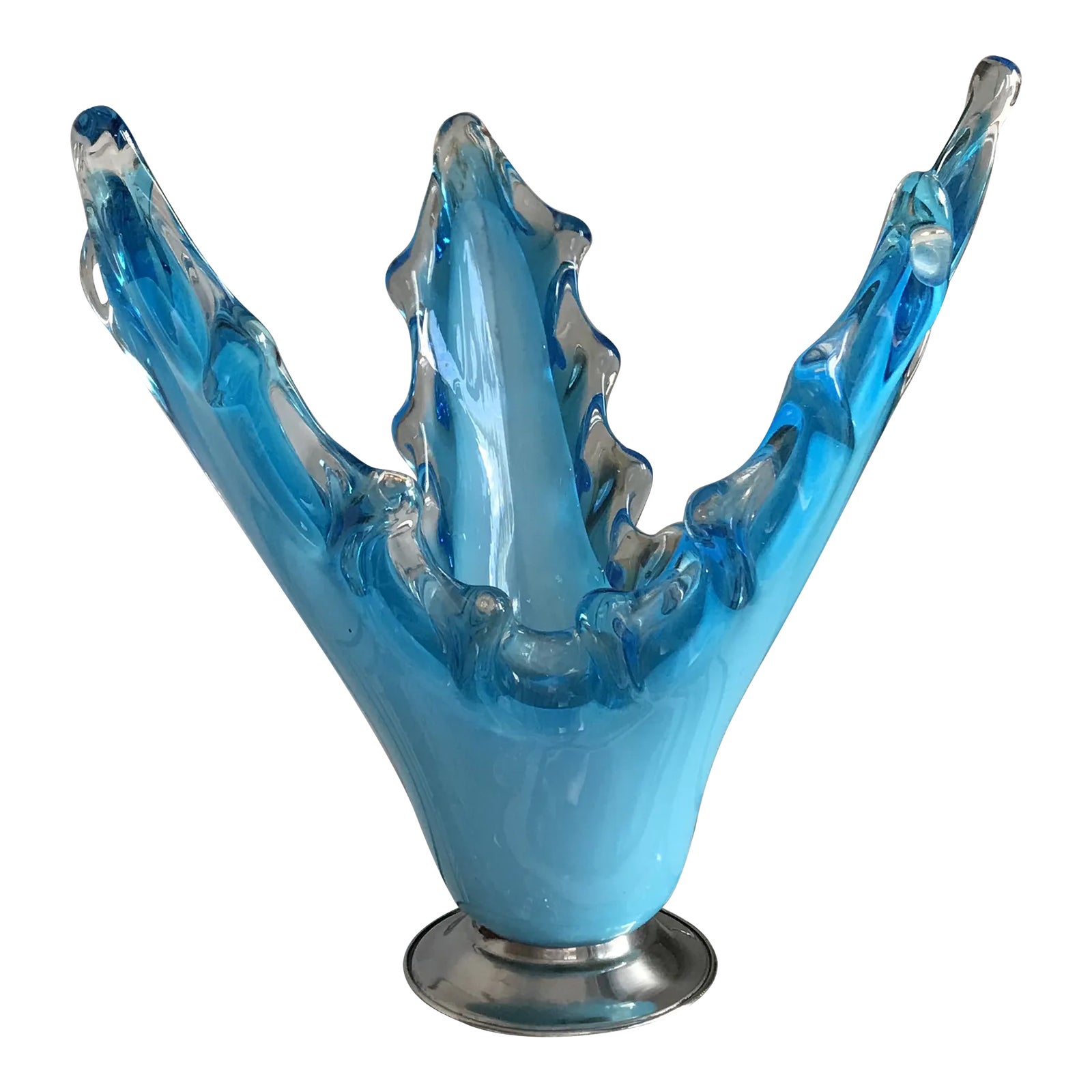 Vintage MidCentury Light Blue Glass Centerpiece Chairish