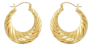 Polished Shrimp Creole Hoop Earrings, 2 Pieces
