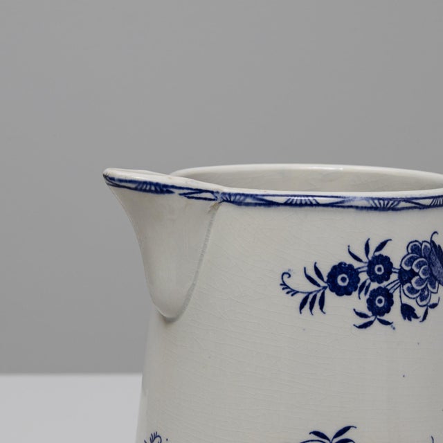 1900s Belgian Blue Chinoiserie Ceramic Pitcher For Sale - Image 12 of 18