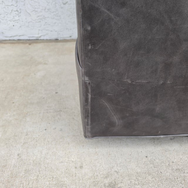 Restoration Hardware 1950s Italian Shelter Arm Leather Swivel Club Chair Rh For Sale - Image 14 of 18