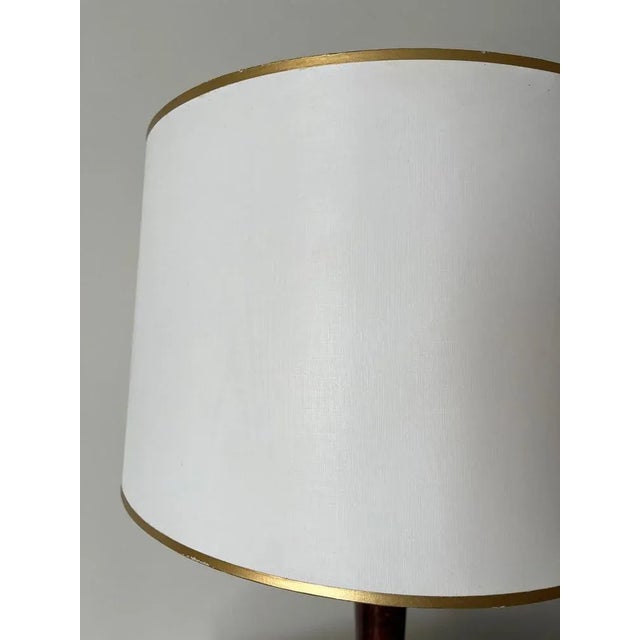 Wood 20th Century Art Deco Brass and Wood Table Lamp, France, 1960s For Sale - Image 7 of 9