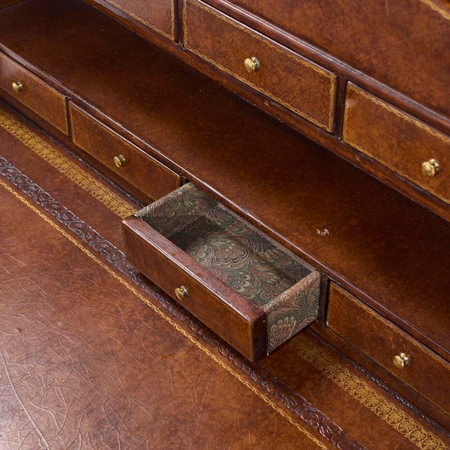 Maitland Smith Leather Fold Out Secretary Desk For Sale - Image 9 of 10