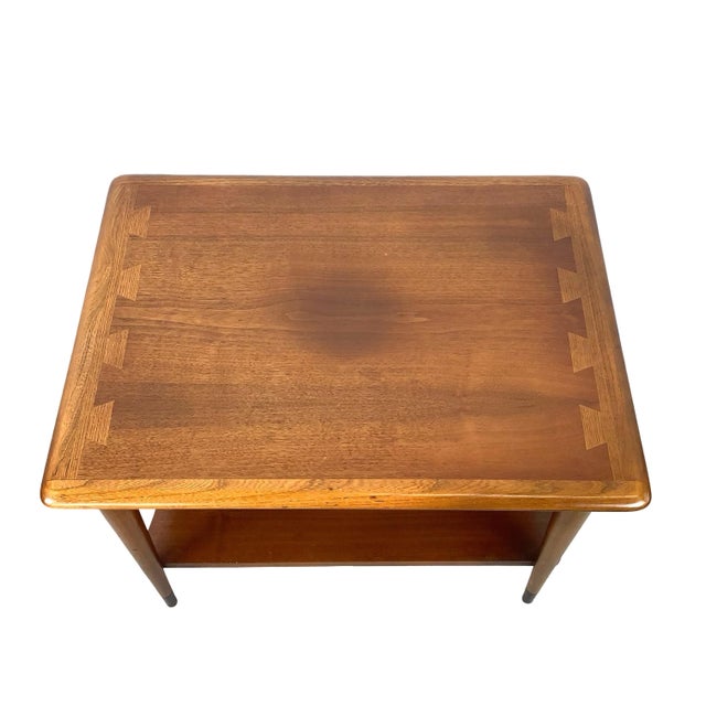 Vintage Lane Acclaim Two-Tier End Table by Andre Bus | Walnut & Oak Dovetail Inlay For Sale - Image 10 of 18