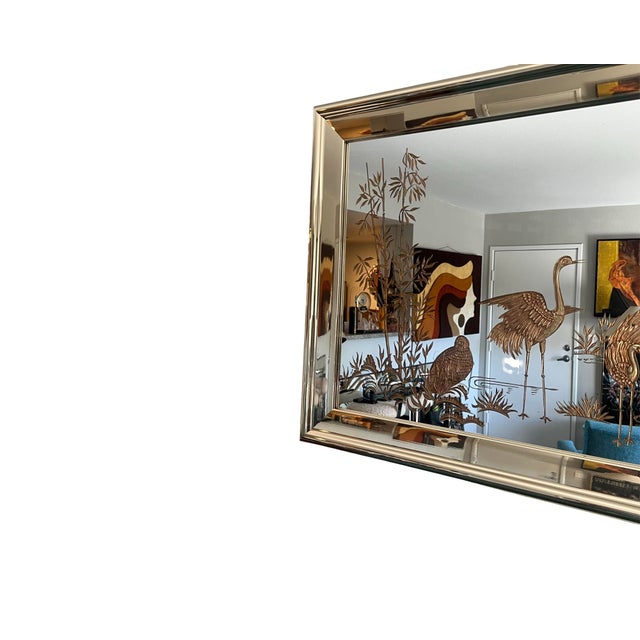 Vintage 1980s Hollywood Regency Gold Crane Mirror - Sharon Concept Wall Art For Sale In Palm Springs - Image 6 of 10