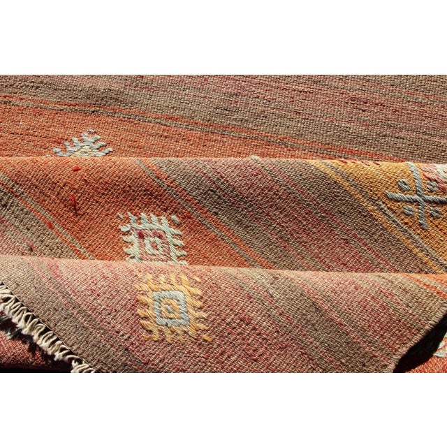 Colorful Vintage Turkish Kilim Rug With Horizontal Stripes and Geometric Shapes For Sale - Image 10 of 12