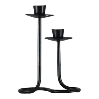 1950s Black Danish Serpentine Dual Candleholder For Sale
