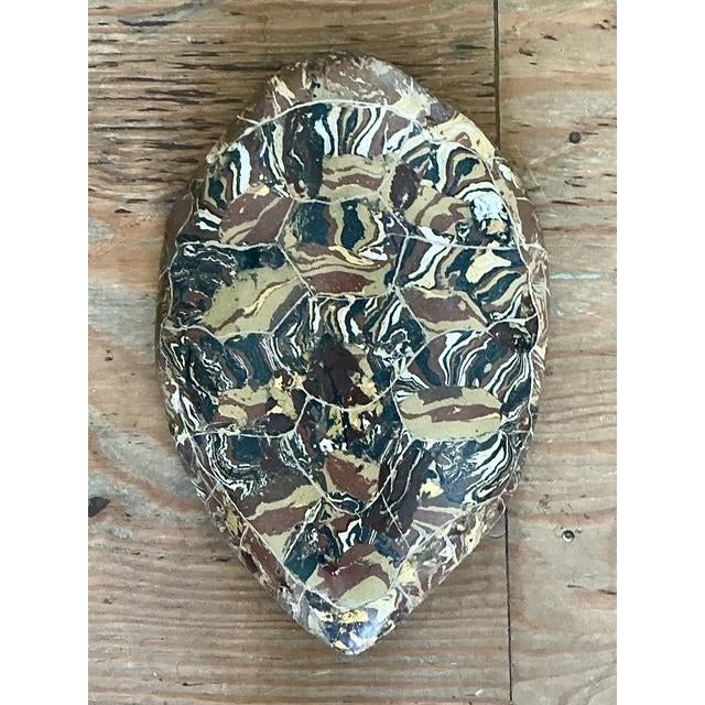 Rustic Vintage Italian Scagliola Artisan Made Pigmented Plaster Turtle Shell For Sale - Image 3 of 10