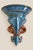 French Country Vintage Ceramic Wall Brackets Sconces Fleur-De-Lis Blue and Brown Glazed – A Pair For Sale - Image 3 of 8